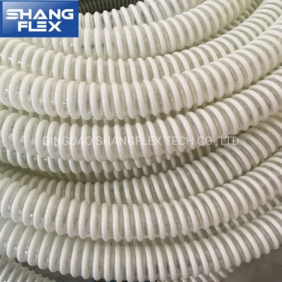 Corrugated White Helix Heavy Duty PVC Suction Discharge Water Hose 